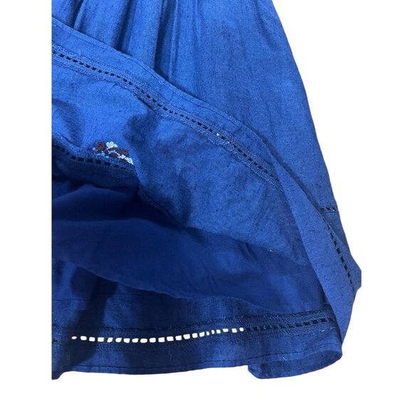 NWT Free People Counting Daisies Navy Blue Smocked Embroidered Mini Dress Small - Picture 8 of 12
